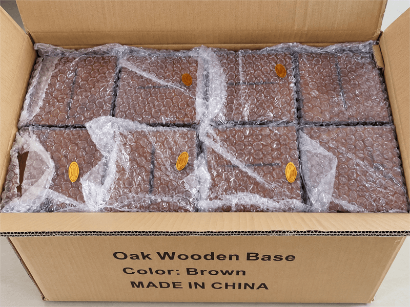 Finished hospitality products protected with bubble bags for packing