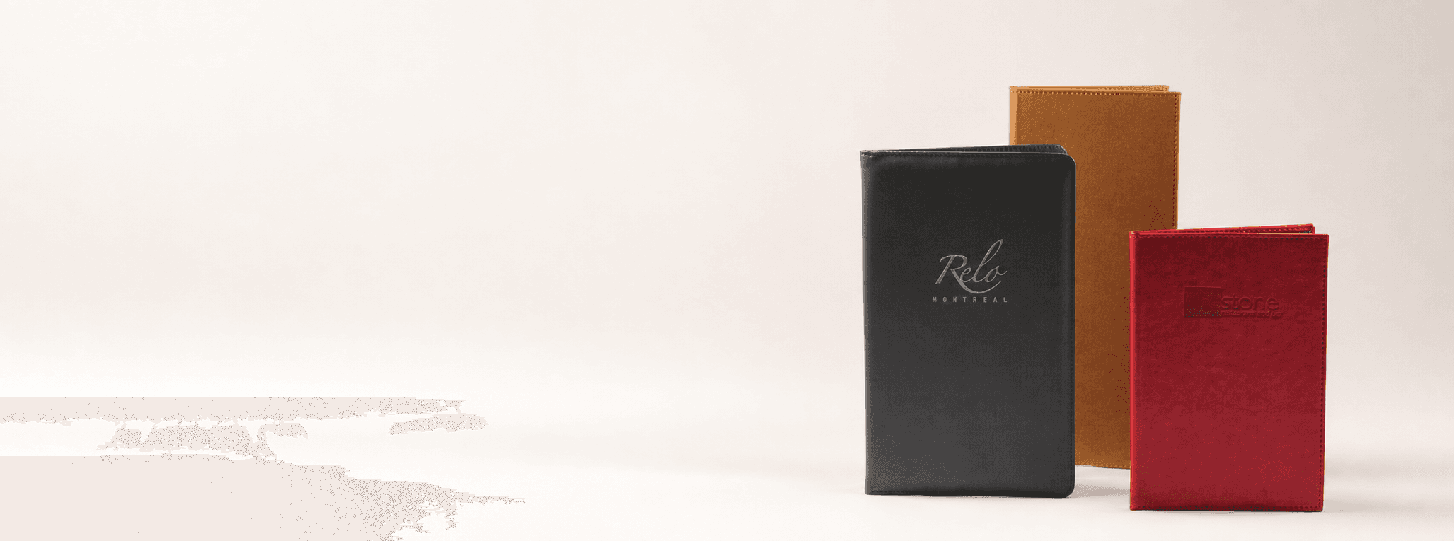 Custom restaurant menu covers with text-safe space