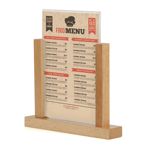 Wooden Menu Holder with Acrylic Pocket
