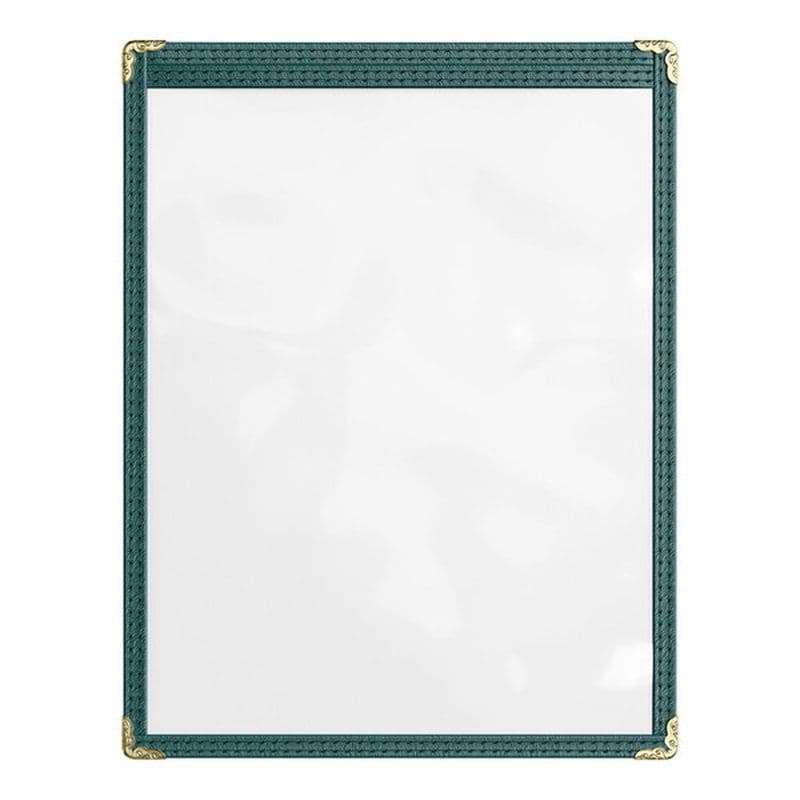 Green 2-View Single Pocket Sewn Vinyl Menu Cover
